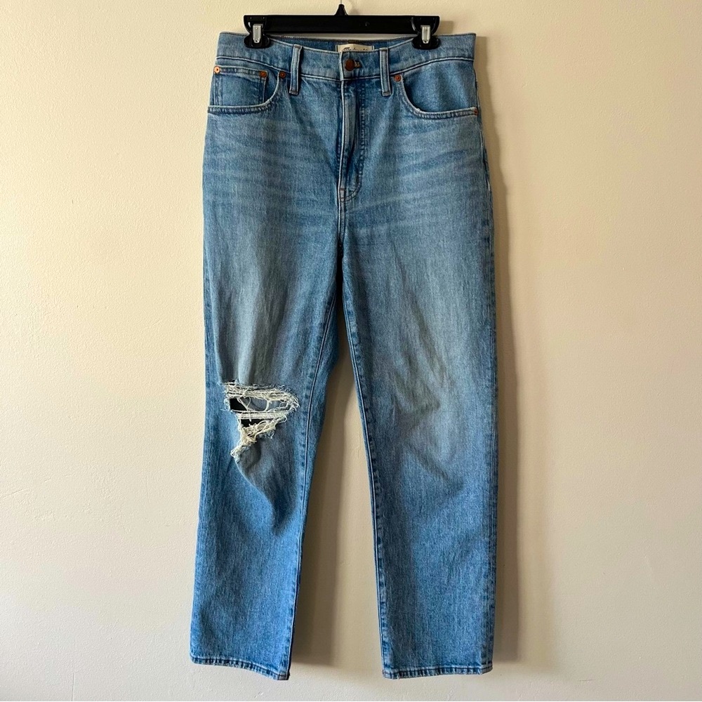 Madewell The Perfect Vintage Straight Jean Kingsbury Wash Knee-Rip Edition - Picture 2 of 13